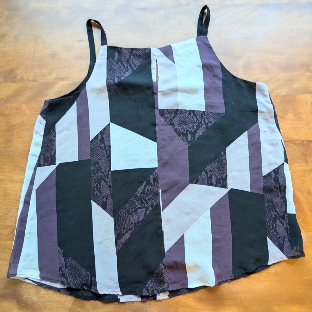 SOLD Geometric Print Dex Camisole Tank Top Lined With Keyhole Back - Picture 3 of 6